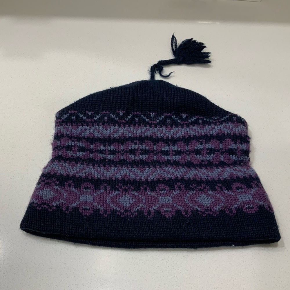 Vintage - VGUC - Tuque style nordique Bleu et mauve - Nordic winter hat